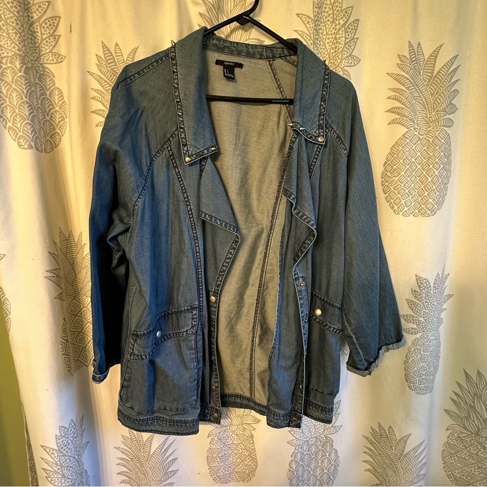 Forever 21 Studded/Spiked Denim Jacket